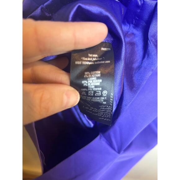 Ted Baker Dress Purple Sheath Business Professional Size 0 Party Bold Neckline - Picture 6 of 8